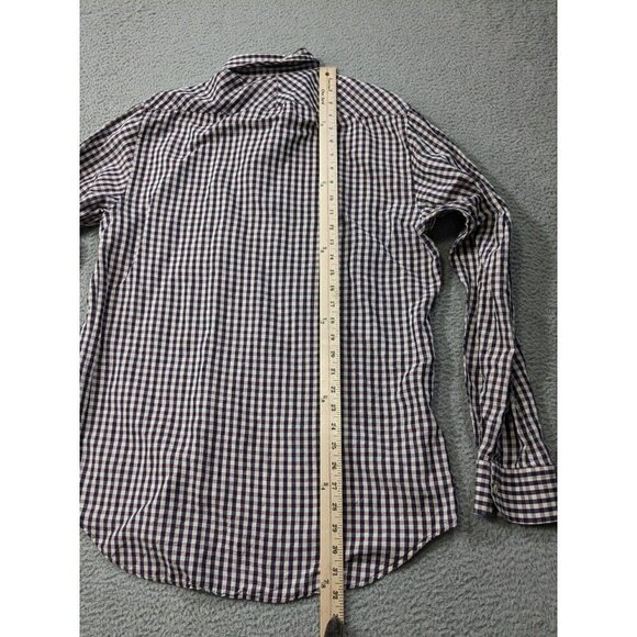 Billy Reid Shirt XL Standard Cut Linen Blend? Long Sleeve Button Colorful Check - Picture 9 of 14